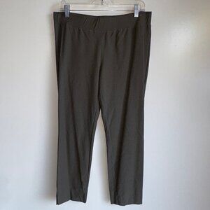 Eileen Fisher Washable Crepe Pull-On Crop Ankle Pants Size Medium Olive Green